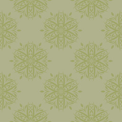 Olive green floral seamless pattern