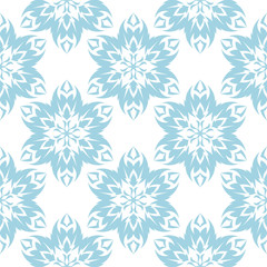 Obraz premium Blue floral ornament on white background. Seamless pattern