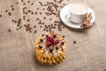 waffle cookies and coffee