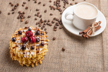 waffle cookies and coffee