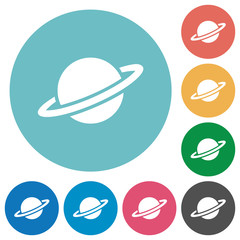 Planet flat round icons
