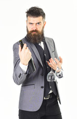 Sommelier with elegant suit, bow tie and handsome face.
