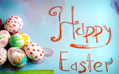 Children's Easter pattern with eggs, concept of holidays