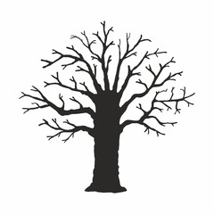 Tree silhouette on white background