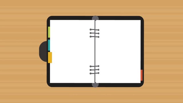 Passing sheets from notebook over wooden desk, hd animation