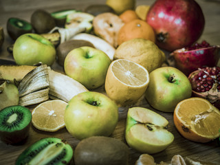 fresh healthy organic fruits and vegetables on the table