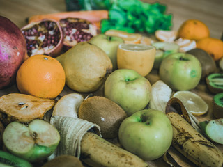 Naklejka na ściany i meble fresh healthy organic fruits and vegetables on the table