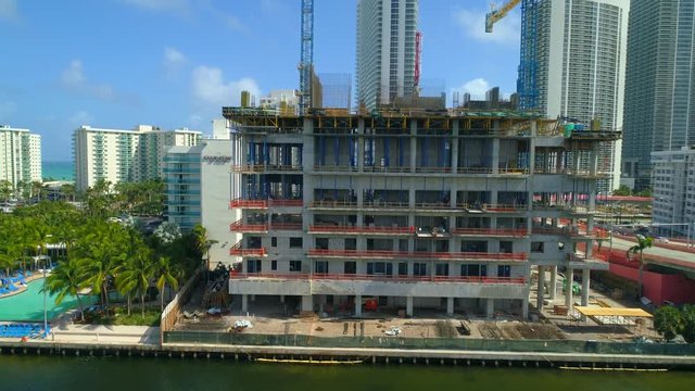 Aerial drone footage of Hyde Beach House Hallandale 4k 60p