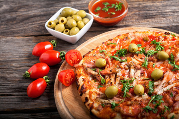 delicious pizza with tomato