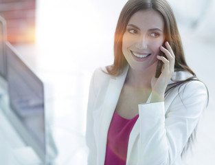 business lady talking on smartphone