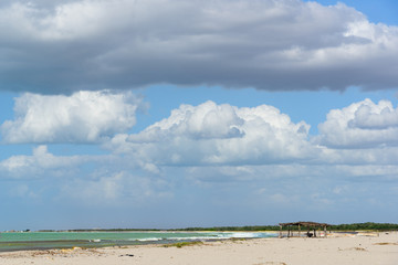 Beach on the Caribbean coast of Colombia on a sunny day. The guajira