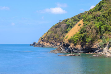 Coast with cliffs and woodlands at Thailand