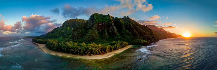 Aerial View of Hawaii's Na Pali Coast, Kauai