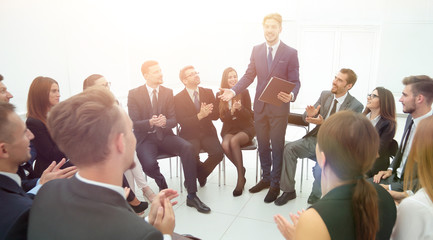 Fototapeta premium business people applauding the coach after the lecture .