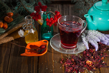 Hibiscus thea from rose carcade herbal herbal tea with rose hips and kalina diuretic and cleansing stomach rejuvenating organism