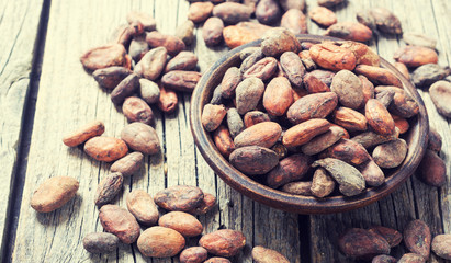 Cocoa beans in bowl