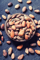 Cocoa beans in bowl