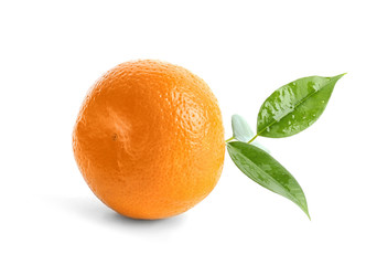 Juicy tangerine on white background