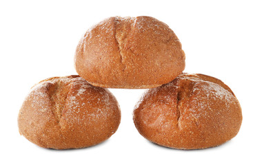 Fresh tasty buns isolated on white