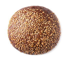 Tasty rye bread with sesame seeds isolated on white