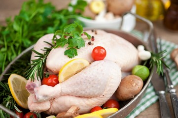 raw chicken with vegetables ready to cook