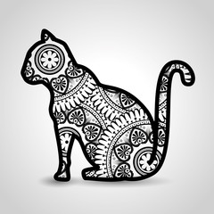 cat mandala boho style vector illustration design