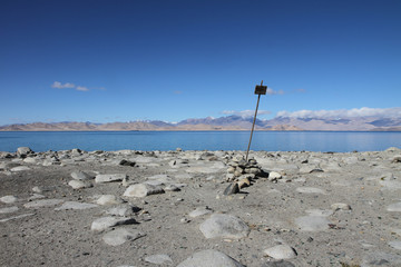 Shore of the Karakul lake, Tajikistan