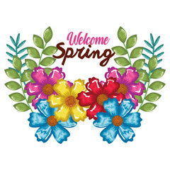 welcome spring decorative art vector illustration design