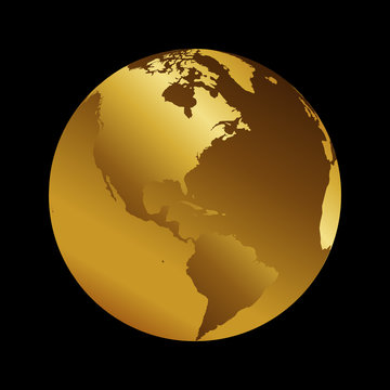 America golden planet backdrop view vector illustration