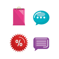 shopping on line set icons vector illustration design