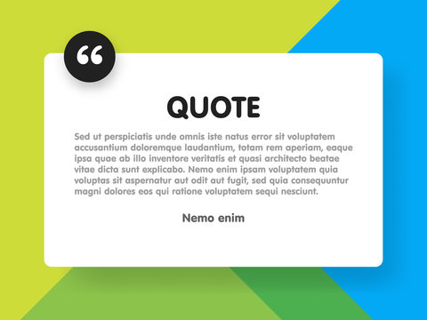 Material design style background and quote rectangle with sample text information vector illustration template