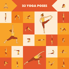 Twenty three yoga poses.