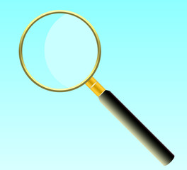 A magnifying glass made of gold, to enlarge small objects.