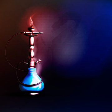 on a dark background a hookah