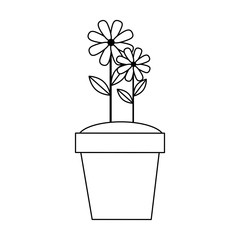 beautiful flower cultivated in pot vector illustration design