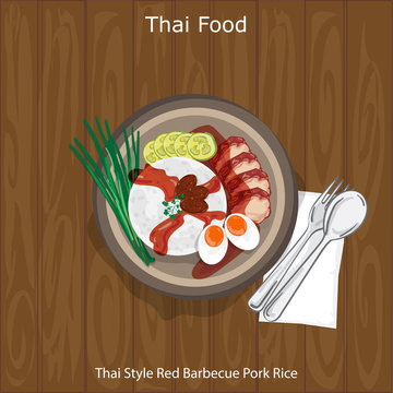 thai food Thai Style Red Barbecue Pork Rice