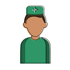 Doctor with gown faceless avatar icon vector illustration graphic design