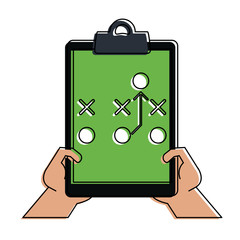 American football strategy on hands icon vector illustration graphic design