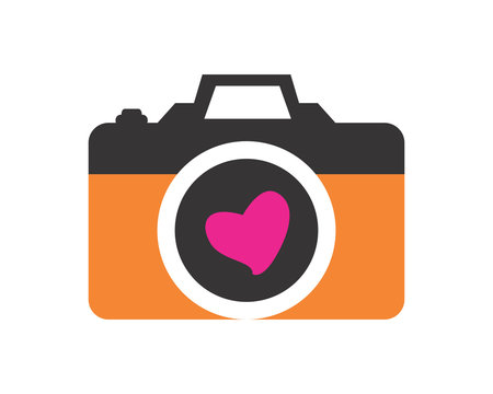 camera heart photography photographer photographic image vector icon logo