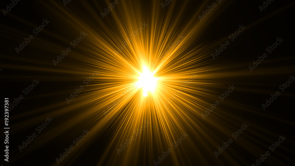 Fototapete glowing abstract sun burst with digital lens flare.can your adjust the color of the light rays using