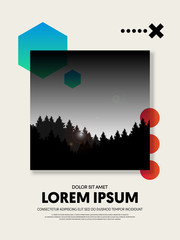 Abstract geometric sunset landscape poster background