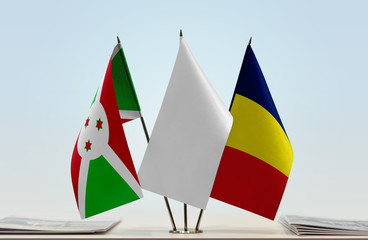 Flags of Burundi and Chad with a white flag in the middle