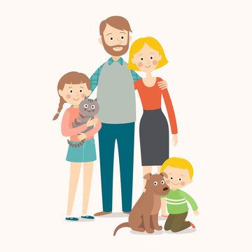 appy family with pets.