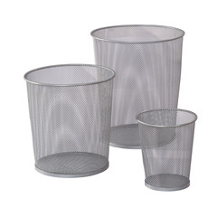 Empty metal bins isolated on white with clipping path.