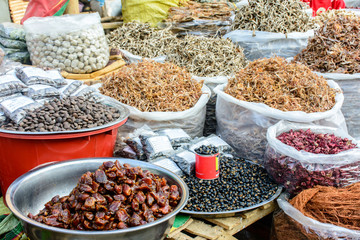 traditional foods shop at Shwe Set Taw pagoda festival, Myanmar, Feb-2018