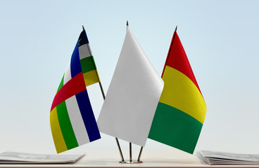 Flags of Central African Republic and Guinea with a white flag in the middle