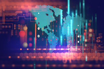 futuristic earth map technology abstract background