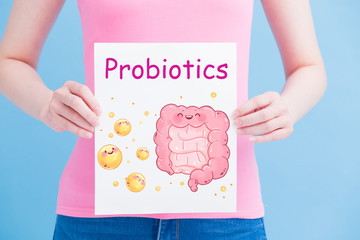 woman take probiotics billboard