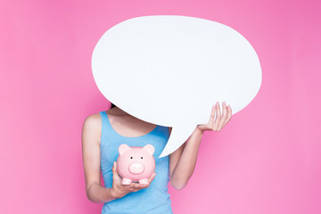 woman take speech bubble