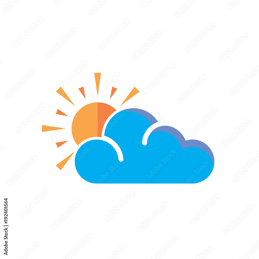 Sticker Sun Cloud Logo Icon Design